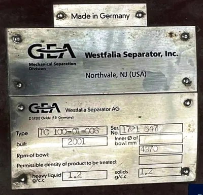 Westfalia TC 100-01-006 separator, 316SS.