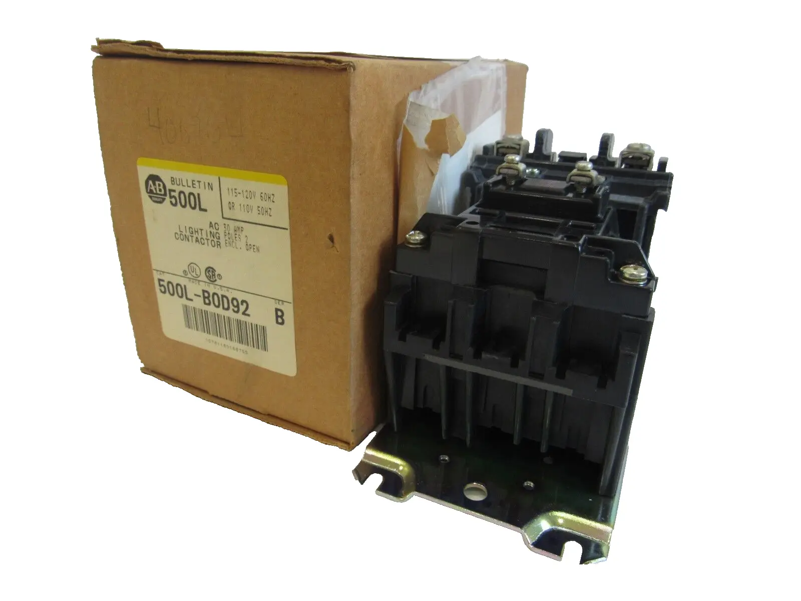 ALLEN BRADLEY 500L-BOD92 LIGHTING CONTACTOR SER.B 500LBOD92 NEW SURPLUS