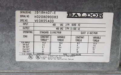 USED BALDOR ZD18H407-E