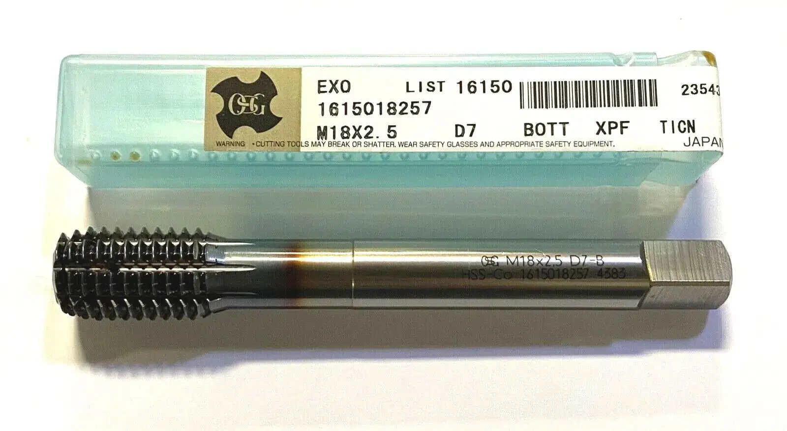 OSG M18 x 2.5mm Cobalt Thread Forming Tap, TiCN Coated, D7, THL 2-1/2″