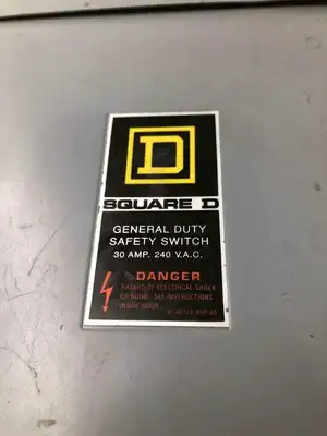 Square D DU321RB 30A Safey Disconnect Switch 240VAC