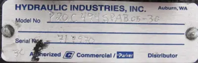 NEW PARKER P20C494SPAB05-30 HYDRAULIC PUMP P20C494SPAB0530