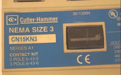 USED CUTLER HAMMER CN15KN3 CONTACTOR SIZE 3, SER. A1, 90A, 600V
