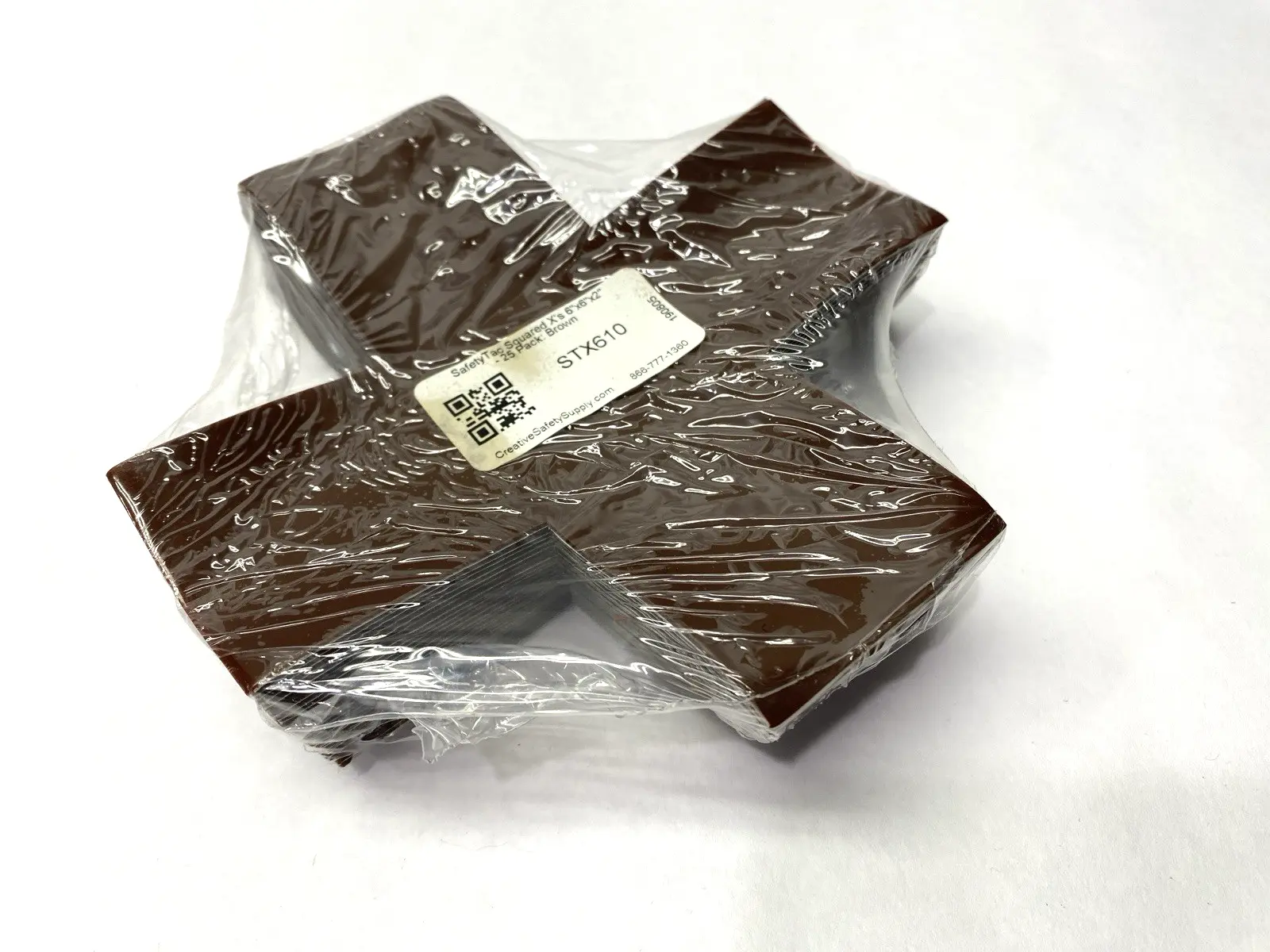 NEW SAFETYTAC SQUARED X'S BROWN FLOOR MARKING STICKER 6" X 6" X 2" PKG OF 25