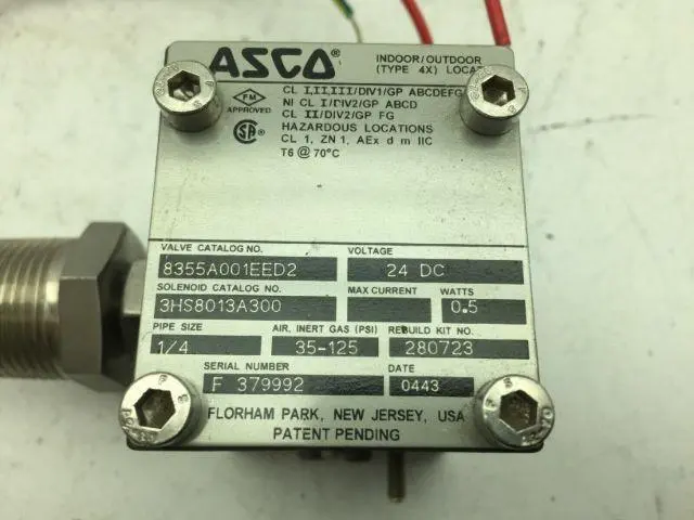 Asco 8355A001EED2 Solenoid Valve  Hazardous Location  1/4 " NPT 24 VDC