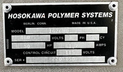 USED HOSOKAWA POLYMER SYSTEMS HEAVY DUTY 1626 GRANULATOR