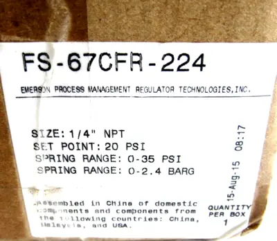 NEW FISHER FS-67CFR-224 PRESSURE REGULATOR FILTER FS67CFR224