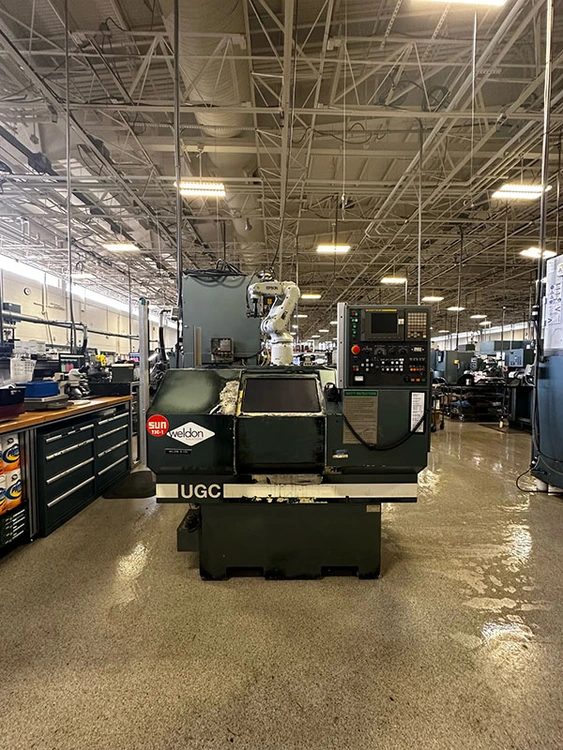 Used 2006 Weldon UGC, Two Spindle, Fanuc 21i-TB CNC, Robot Internal Grinders New Jersey US | Machinery Values #302895