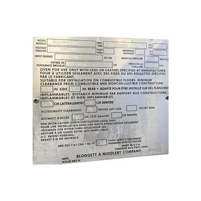 Used BLODGETT SF2136G00024 Pizza Equipment British Columbia CA | Surrey Food Equipment #1495262