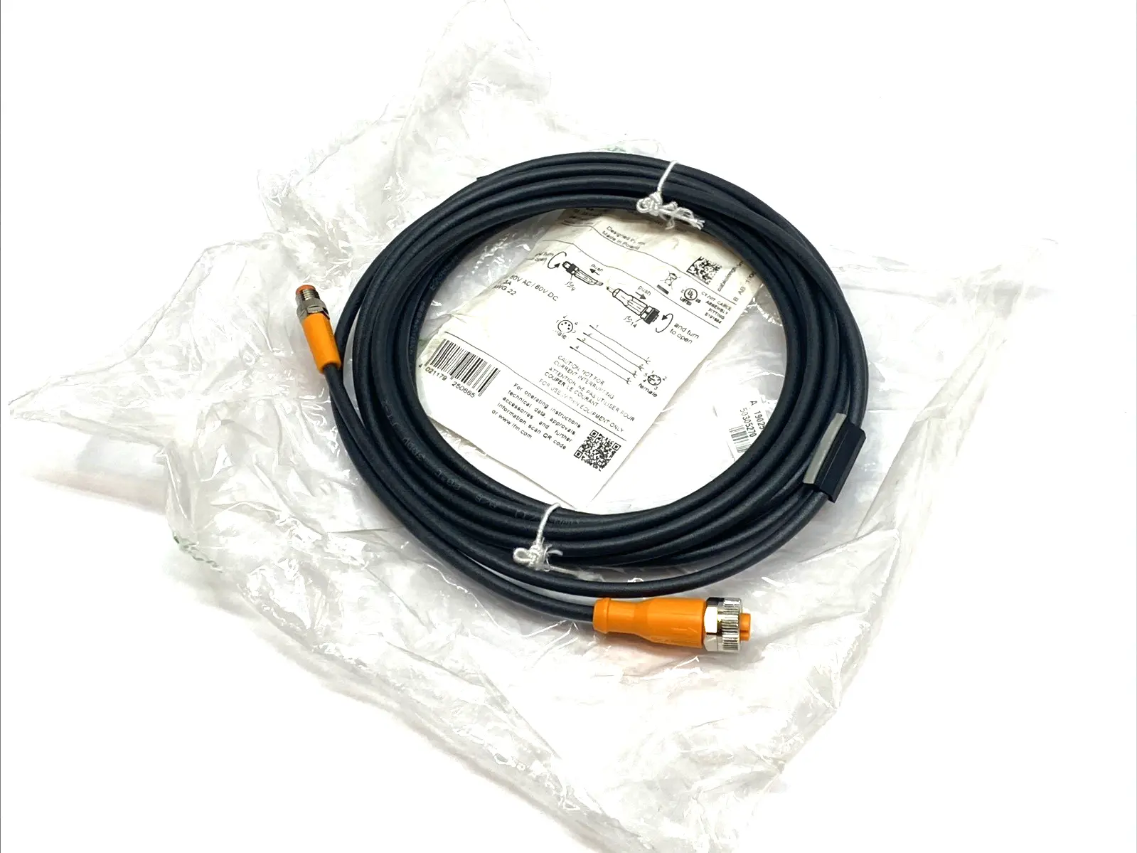 USED IFM M12 SENSOR CABLE FEMALE SHIELDED 5M EVC299