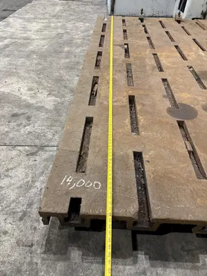 12' LONG X 8' WIDE X 5" THICK T-SLOTTED FLOOR PLATE / LAYOUT TABLE: YOBRO #23835