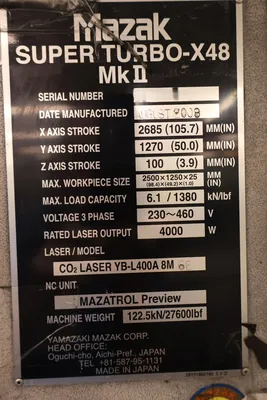 Used 2008 MAZAK CORPORATION Super Turbo-X48 MkII Laser Cutters Oregon US | MD Equipment Services LLC #1557848