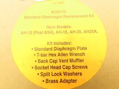 BHA 8220172 Powerwave Air Horn Diaphragm Replacement Kit 6.3" Plate