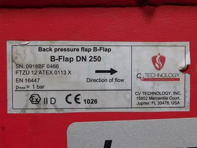 CV Technology 11445 Interceptor-FV Explosion Isolation Flap Valve 10" Used