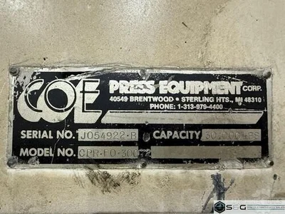 USED COE PRESS EQUIPMENT CPR-PO-30072 / CPPS-PO-50072 / CPRF-872