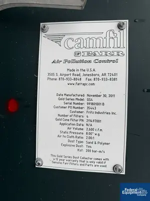 USED Camfil Camfil Farr Model GS4 Carbon Steel Dust Collector