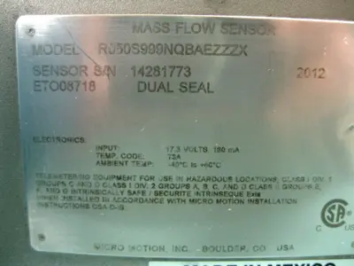 USED Micro Motion R050S999NQBAEZZZX