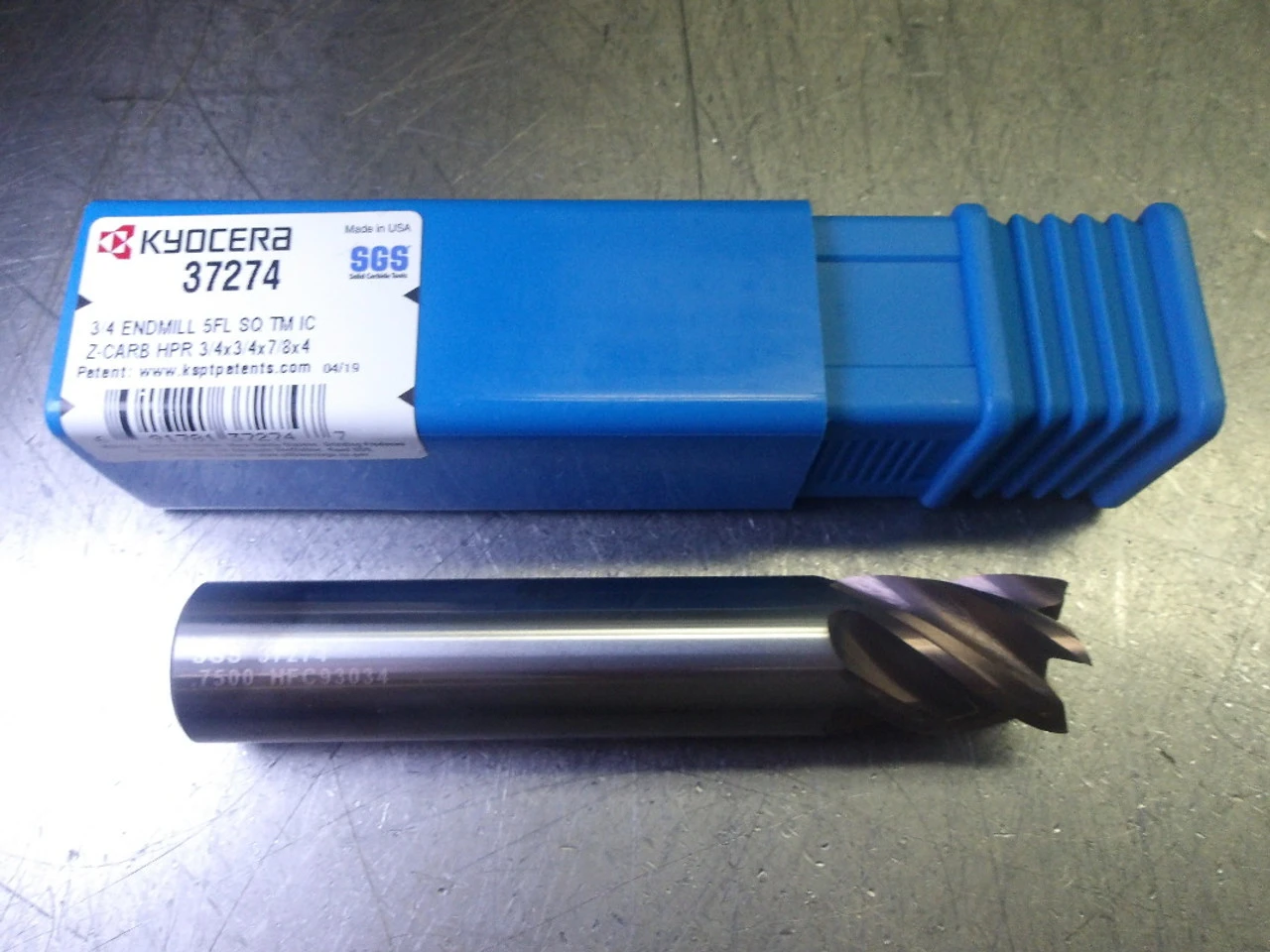Kyocera/SGS 3/4" HPR Z-CARB 5 Flute COOLANT THRU Carbide Endmill 37274 (LOC3573B)