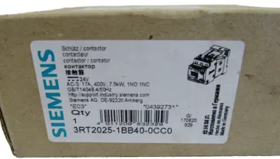 NEW SIEMENS 3RT2025-1BB40-0CC0 CONTACTOR 3RT20251BB400CC0