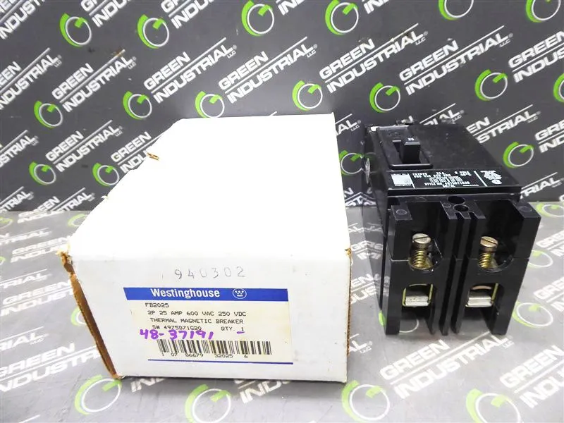 Westinghouse FB2025 2 Pole Circuit Breaker 25 Amps 600VAC New NIB