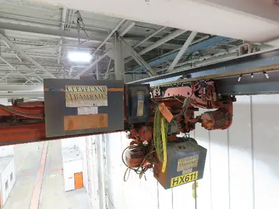 Cleveland Tramrail P&H 1 Ton Single Girder Underhung Bridge Crane 26' 9" Span