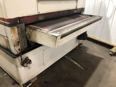 63" MIDWEST AUTOMATION MODEL #N3-6375 3 HEAD WET TYPE BELT DEBURRING GRINDER MACHINE: STOCK 18225