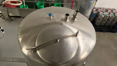 200 Gallon Stainless Steel Brite Tank: Approx. 50" Dia. x 80" H