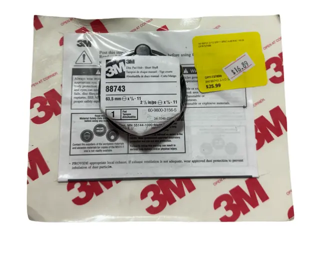 3M 2-1/2" Disc Pad Hub 5/8-11 Internal for Short Shaft Tool 88743