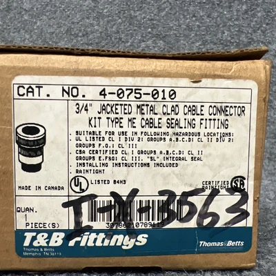 New | in-Stock Thomas & Betts 4-075-010 Electrical Fittings California US | Davliegogo LLC #1708410