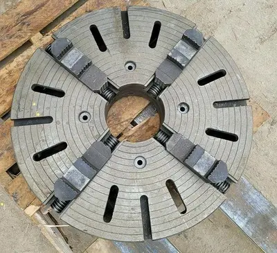31-1/2" Diameter Cast Iron 4-Jaw Chuck w/8" Thru Hole, 4-Hole Mnt, Lathe/Set-up