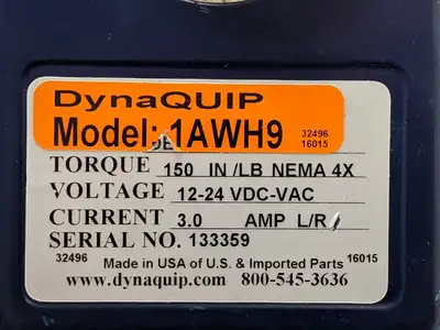USED DYNAQUIP ELECTRONIC ACTUATED BALL VALVE 150 IN/LB