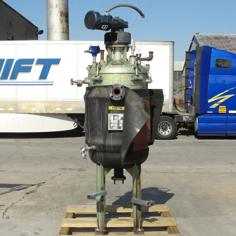 SPC6303  Reactor 65 gallon Mid-South Maintenance Inc chemical reactor, 110 psi internal, 50 psi jacket, 1 hp 3 blade agitator