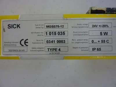USED SICK OPTIC ELECTRONIC MGSS75-12