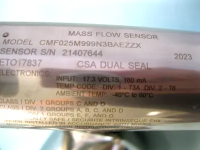 Used Micro Motion CMF025 M999N3BAEZZX Sensors New Hampshire US | Bitter End Trading #1452752