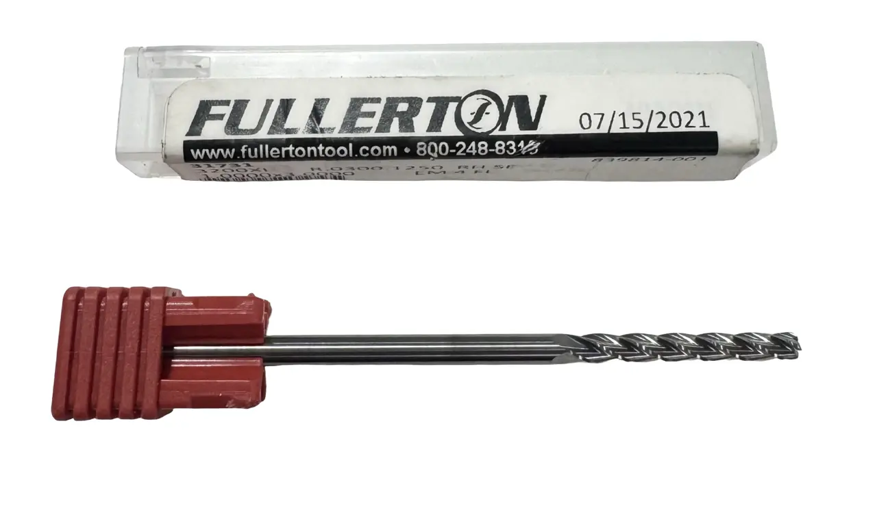 Fullerton 1/8" Carbide End Mill 4 Flute Extra-Long .030" Radius USA Made