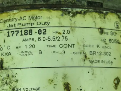 Magnetek 8-177188-02 AC Motor 2.0HP 3PH K56Z Frame 3450/2850RPM 5/8" Shaft