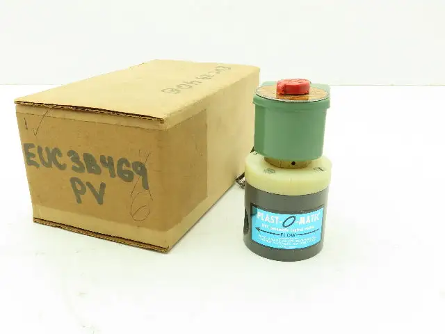 Plast-o-matic EUC3B4G6 Solenoid Valve PVC 3/8" NPT 40 PSI 120V Coil