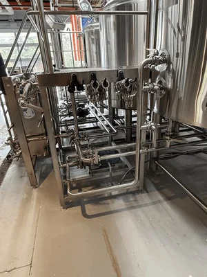 Deutsche 15 BBL 3-Vessel Steam Jacketed Brewhouse with BK, MT, WP, Heat Exchanger, Mash Pump & More!