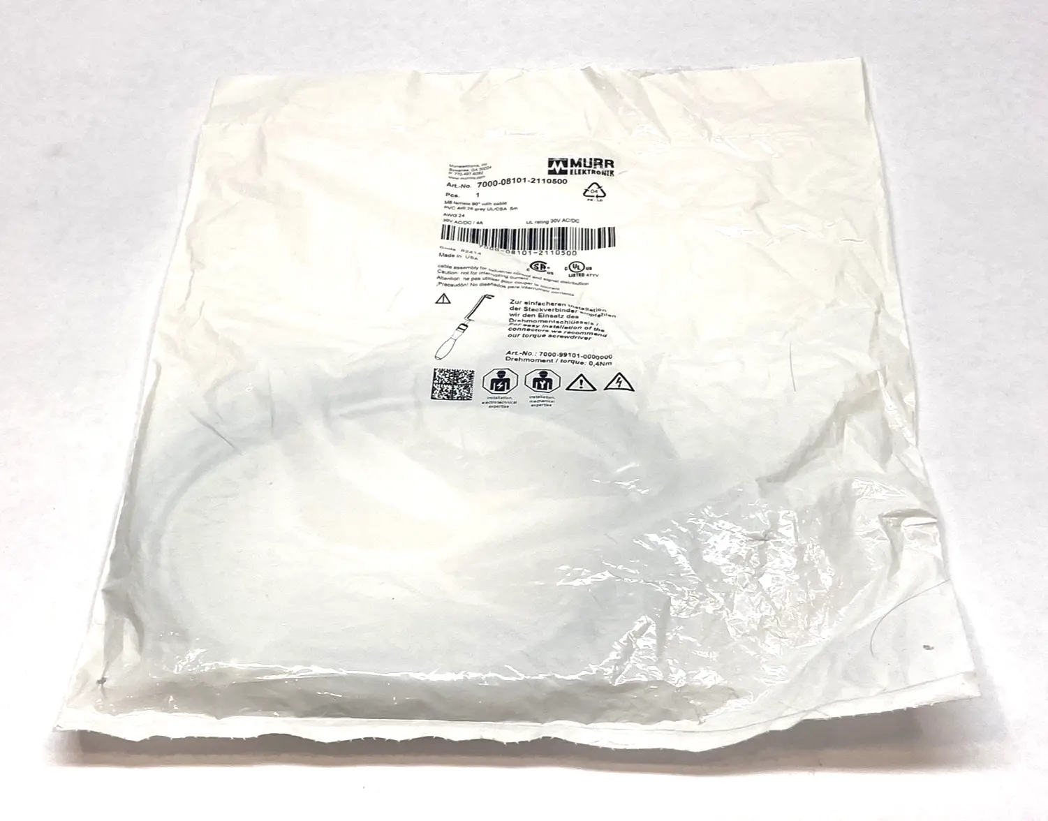 New | in-Stock Murrelektronik Single Ended M8 female 90° A-cod. Cordset Cable & Wire Michigan US | Maverick Industrial Sales #1392954