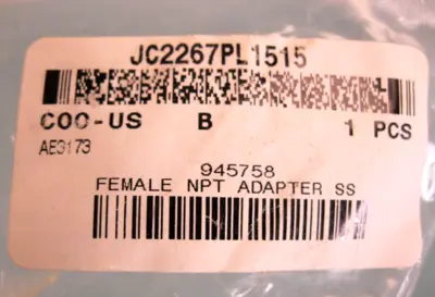 NEW Swagelok JC2267PL1515