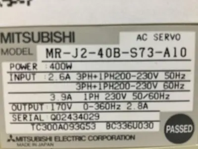 USED MITSUBISHI MR-J2-40B-S73-A10