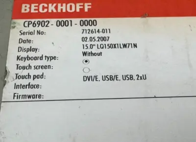 USED BECKHOFF CP6902-0001-0000 OPERATOR INTERFACE 15" CP690200010000