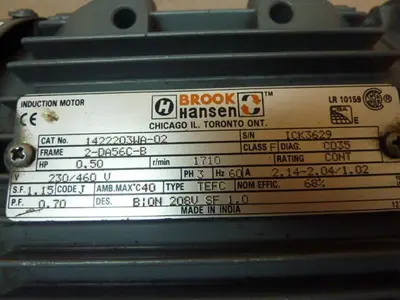 Used BROOK HANSEN 1422203WA-02 Motors (misc) | Ideal Machinery #661219