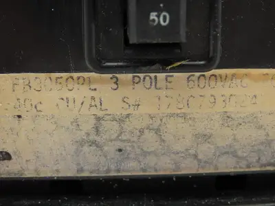 Westinghouse FB3050PL Circuit Breaker 50Amp 3 Pole 600V DE-10N