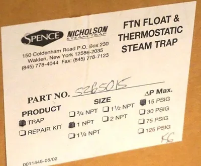 NEW NICHOLSON 5265015 FTN FLOAT AND THERMOSTATIC STEAM TRAP 1INCH, 15PSI