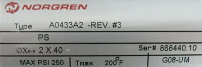 NEW NORGREN A0433A2 PNEUMATIC CYLINDER 2×40 G08-UM