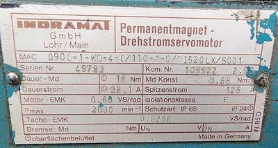 USED INDRAMAT MAC090C-1-KD-4-C/110-A-0/DI520LX/S001