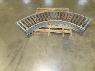 Hytrol 18"x 79" Galvanized Steel 90° Curve Gravity Roller Conveyor Section 15"BF