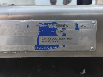 USED 2007 QUADRO ENGINEERING ZC0  CENTRIFUGAL INLET PUMP W/ XP ELECTRONICS