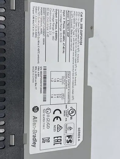 Used ALLEN-BRADLEY ALLEN-BRADLEY 25B-D2P3N104 Variable Speed Drives | ND Industrial Surplus #1214561